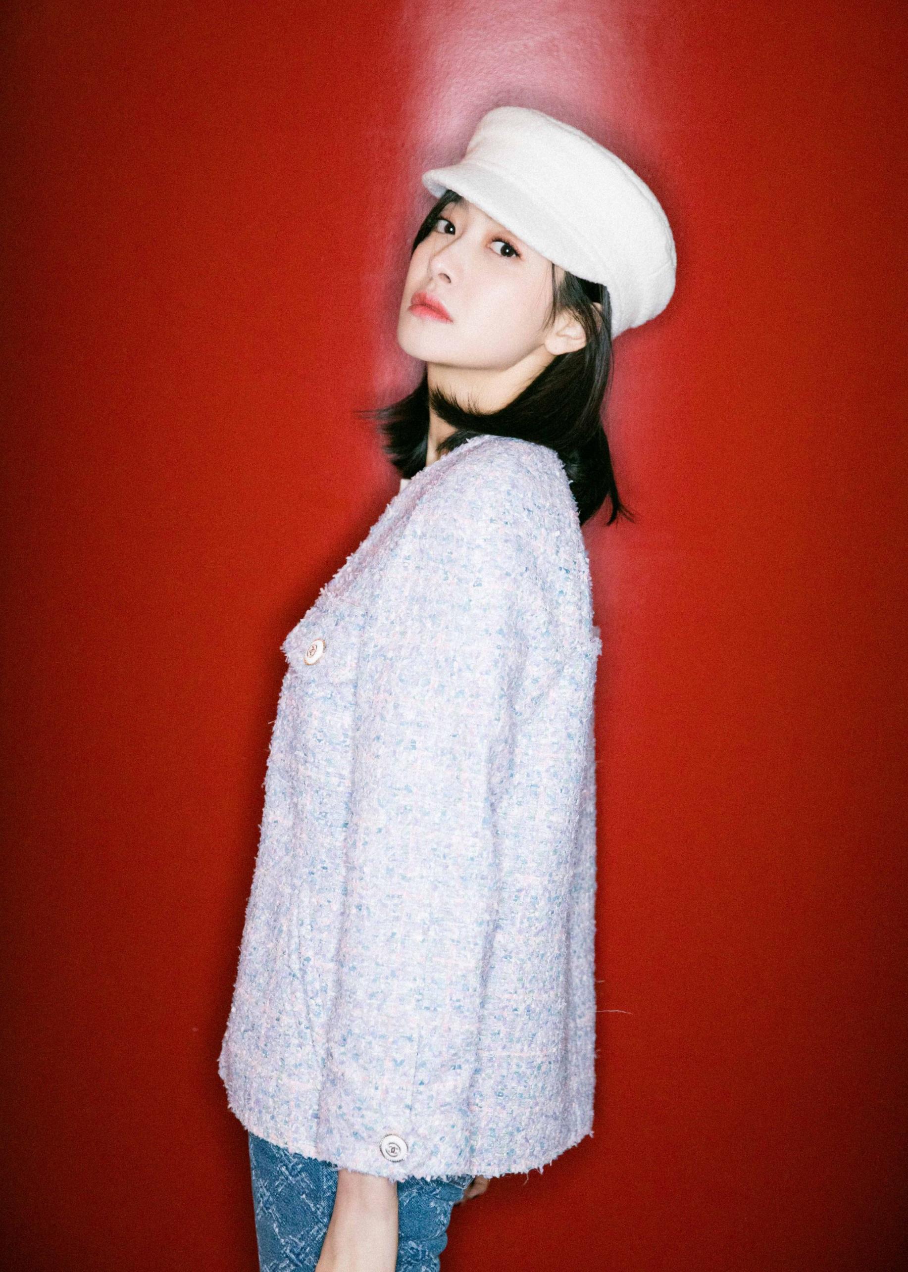 宋茜披针织衫,宋茜身穿紫色外套宋茜霸气上线