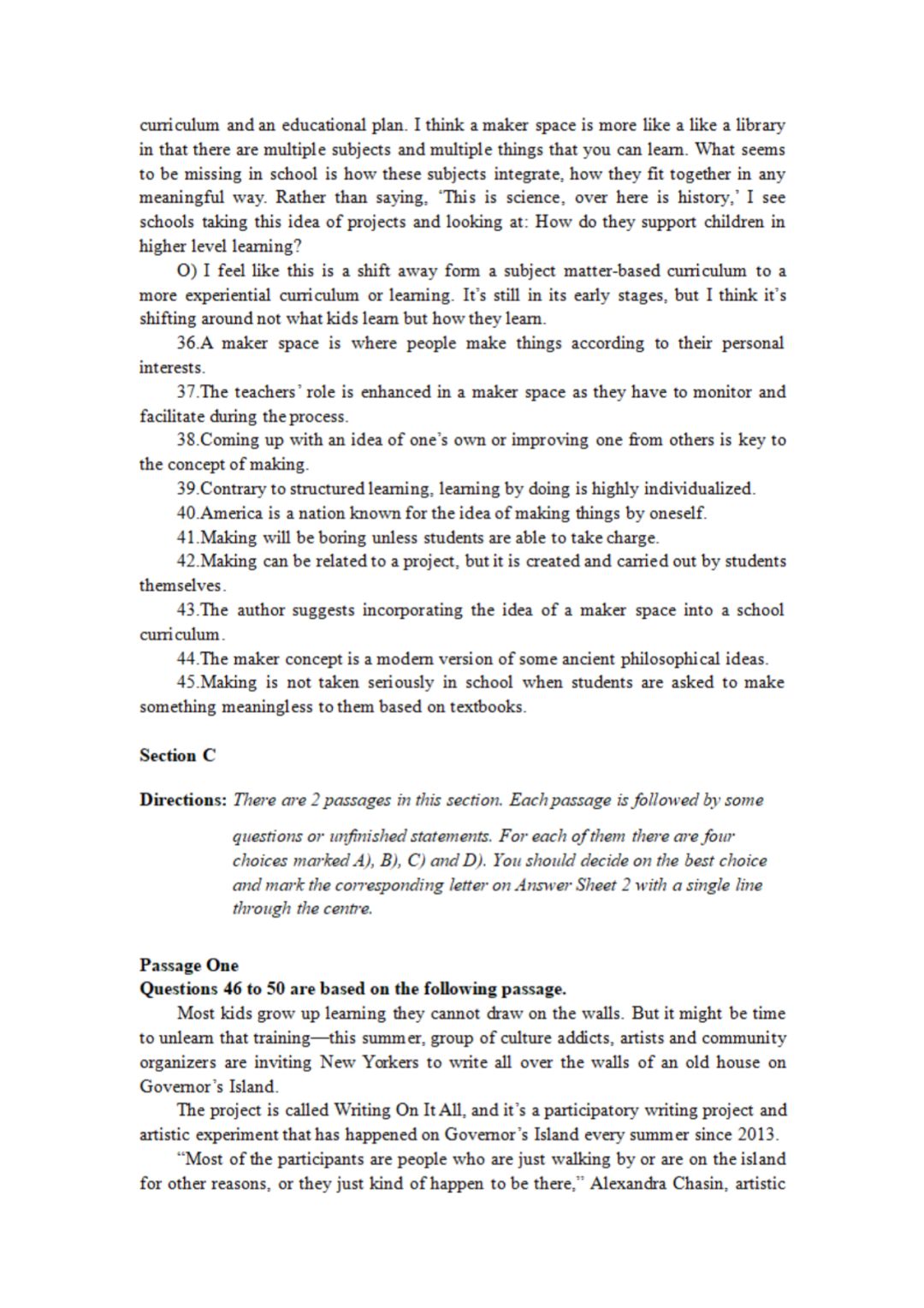 2019年6月卷三英语四级真题,2019年6月英语四级真题及答案汇总