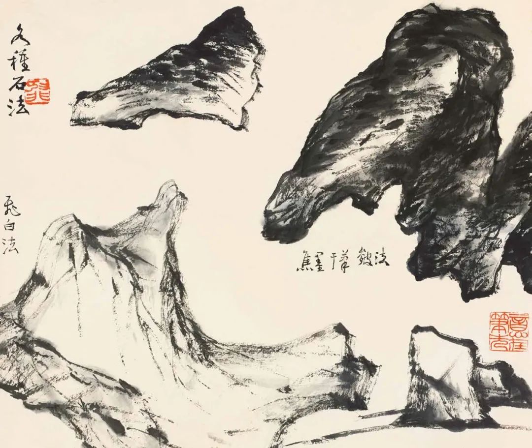 陆抑非绘画技法,陆抑非石头牡丹