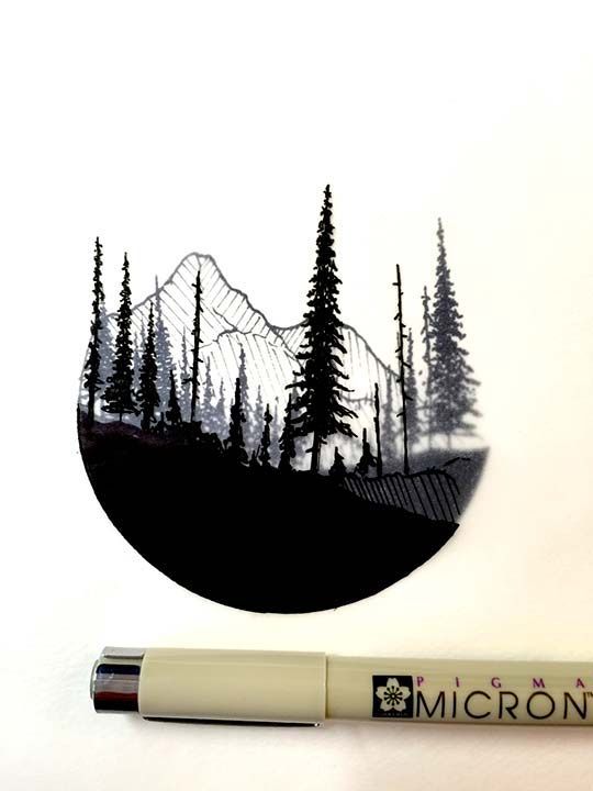黑白线条意境画图片大全,简单线条意境画钢笔画