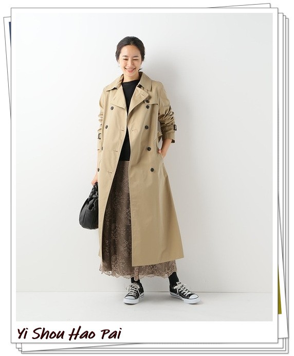 实用经典的早秋风衣穿搭示范,当你有一个黑风衣该怎么穿搭