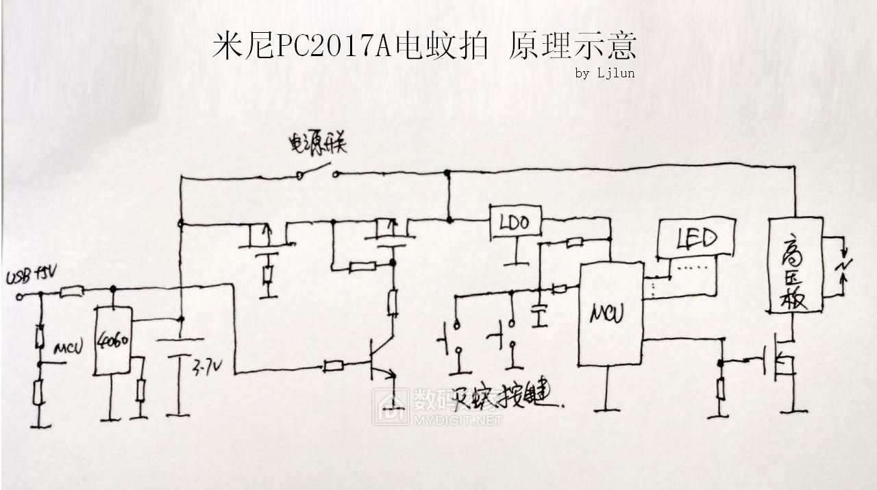 米尼电蚊拍拆机,电子灭蝇拍修理电路图
