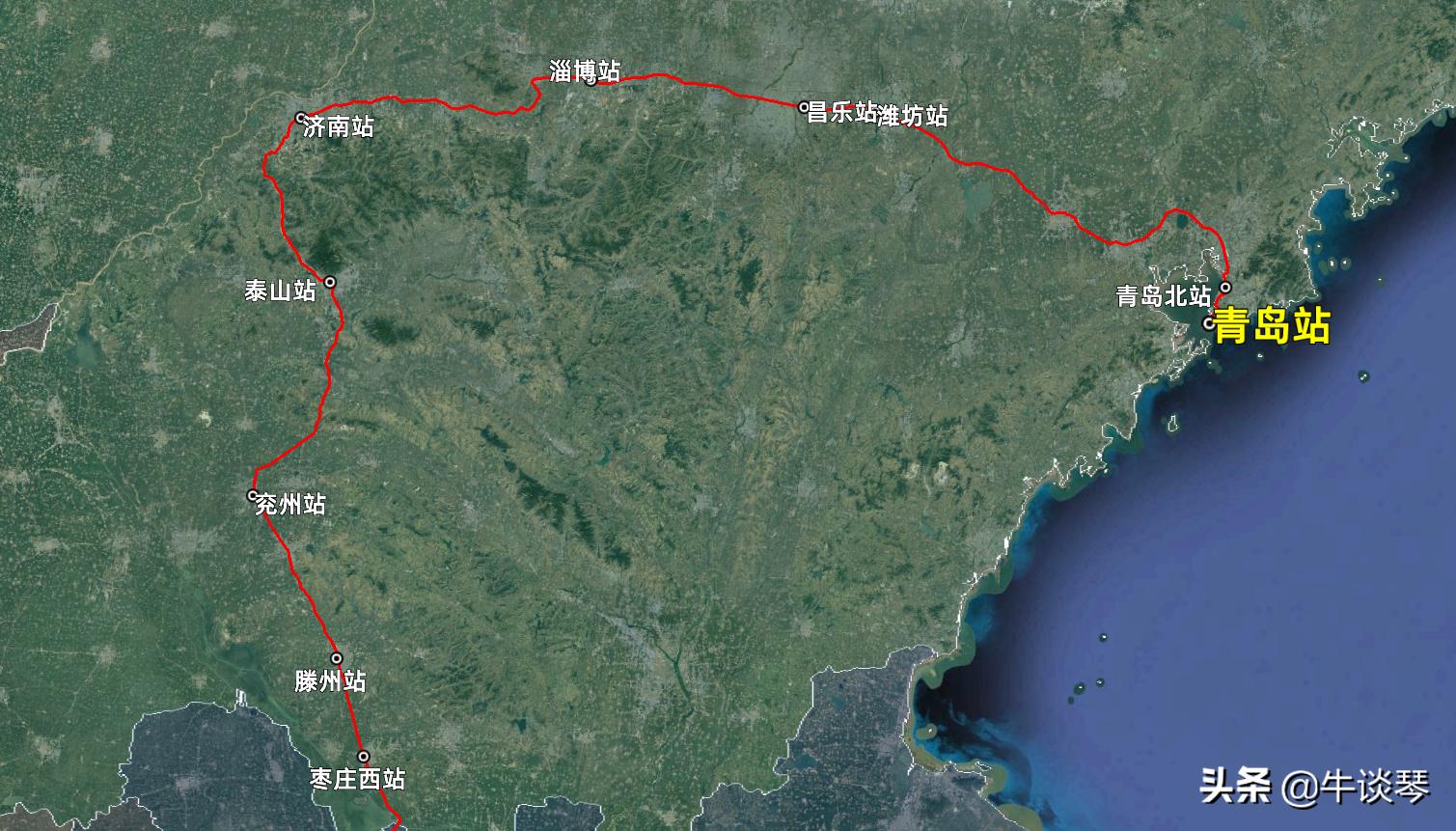 Z272次列车运行线路图：山东青岛开往青海西宁，全程2464公里