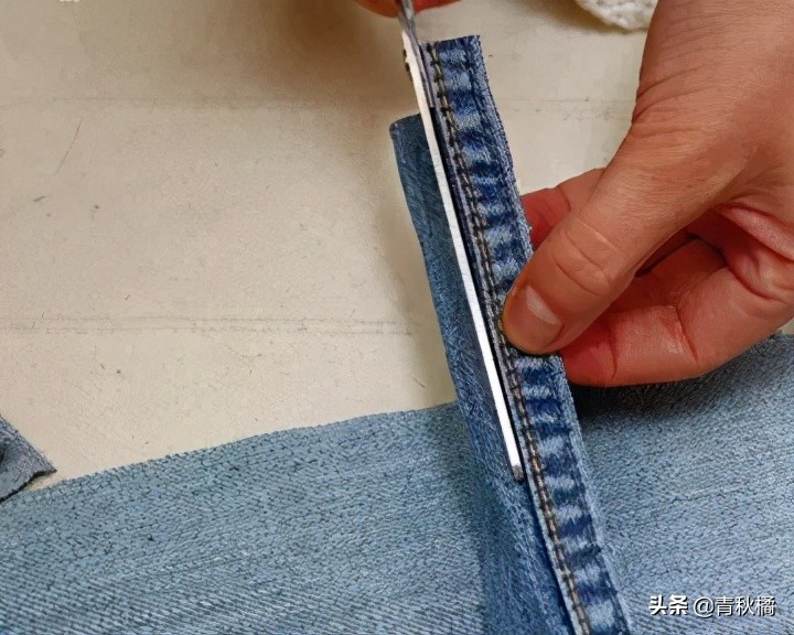 旧牛仔裤裤腿改造diy墙挂式收纳袋,牛仔裤改挂袋做法大全