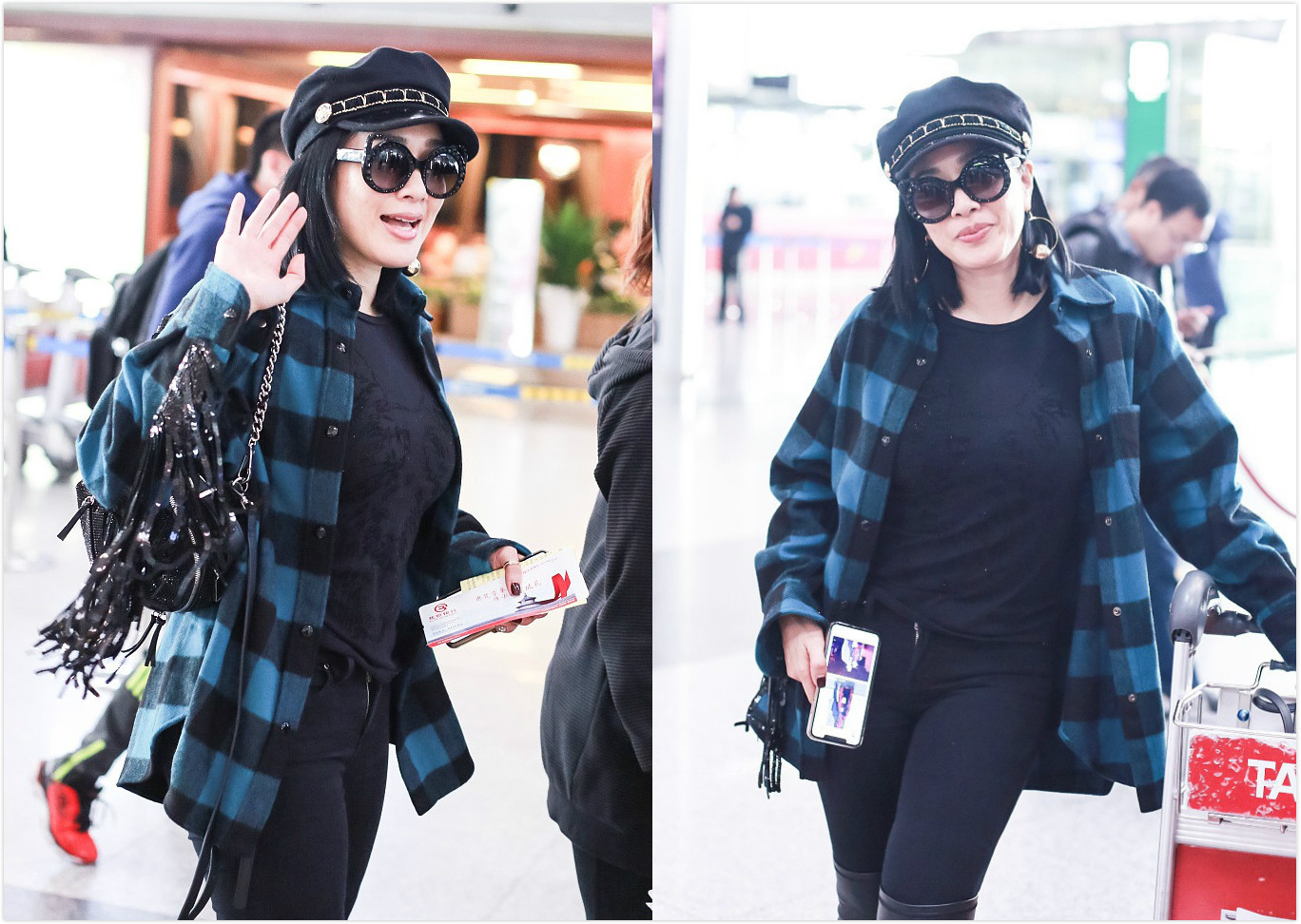 钟丽缇黑色哈伦裤,钟丽缇紧身衣穿搭