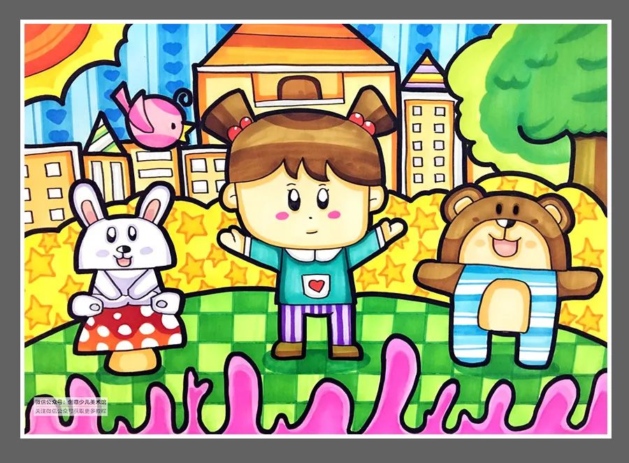 绘画素材儿童画,色彩的渐变绘画作品儿童画